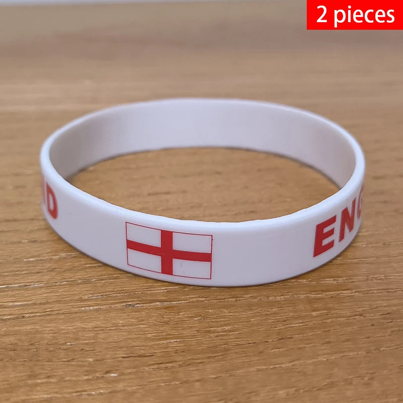England Flag Silicone Wristbands 2pcs Set Sports Rubber Bracelets
