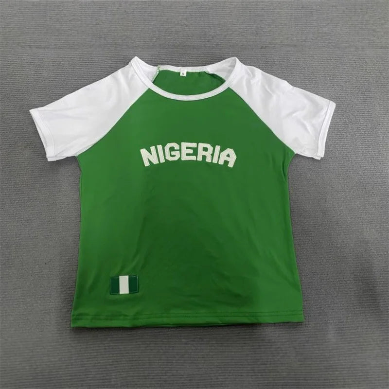 Nigeria Letter Embroidered Crop Top – Summer Trend Women’s T-Shirt