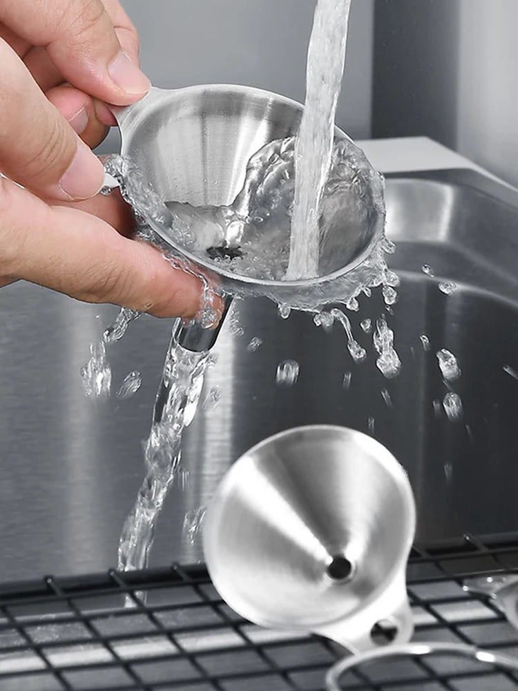 3pcs Stainless Steel Funnel Set Small Medium Large Kitchen Liquid Tool
