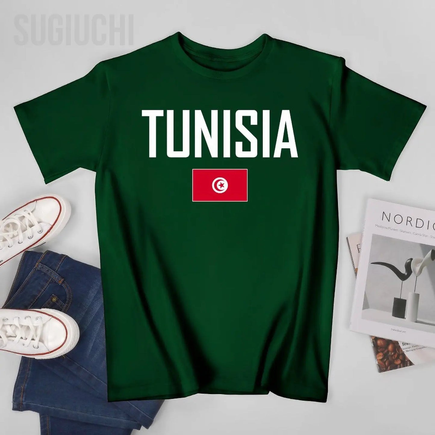 Men & Women Tunisia Flag T-Shirt – Cotton O-Neck Tee for Boys & Adults