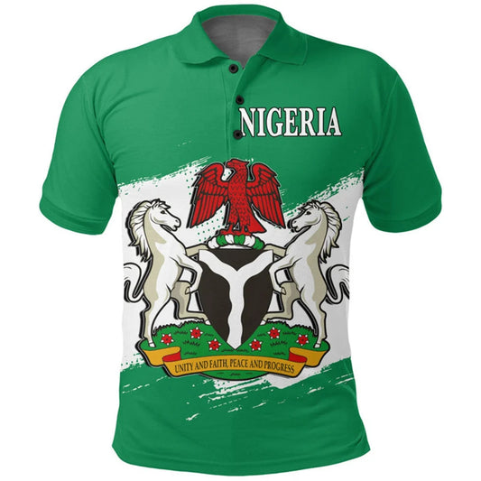 Nigeria Flag 3D Polo Shirt Men Short Sleeve Casual Button Summer Tee