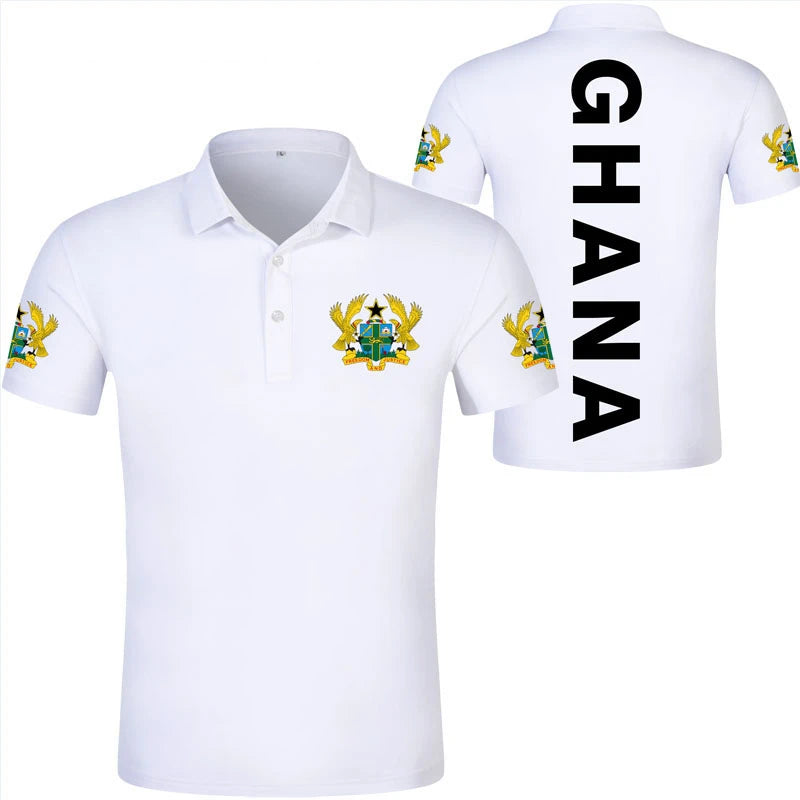 Ghana Flag Graphic Polo Shirt – National Emblem & Map Jersey Top for Men & Kids