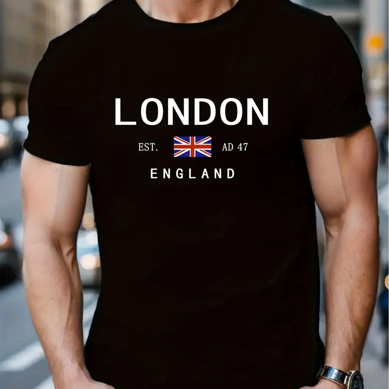 Men’s London England Cotton T-Shirt - Summer Casual Loose Round Neck Short Sleeve