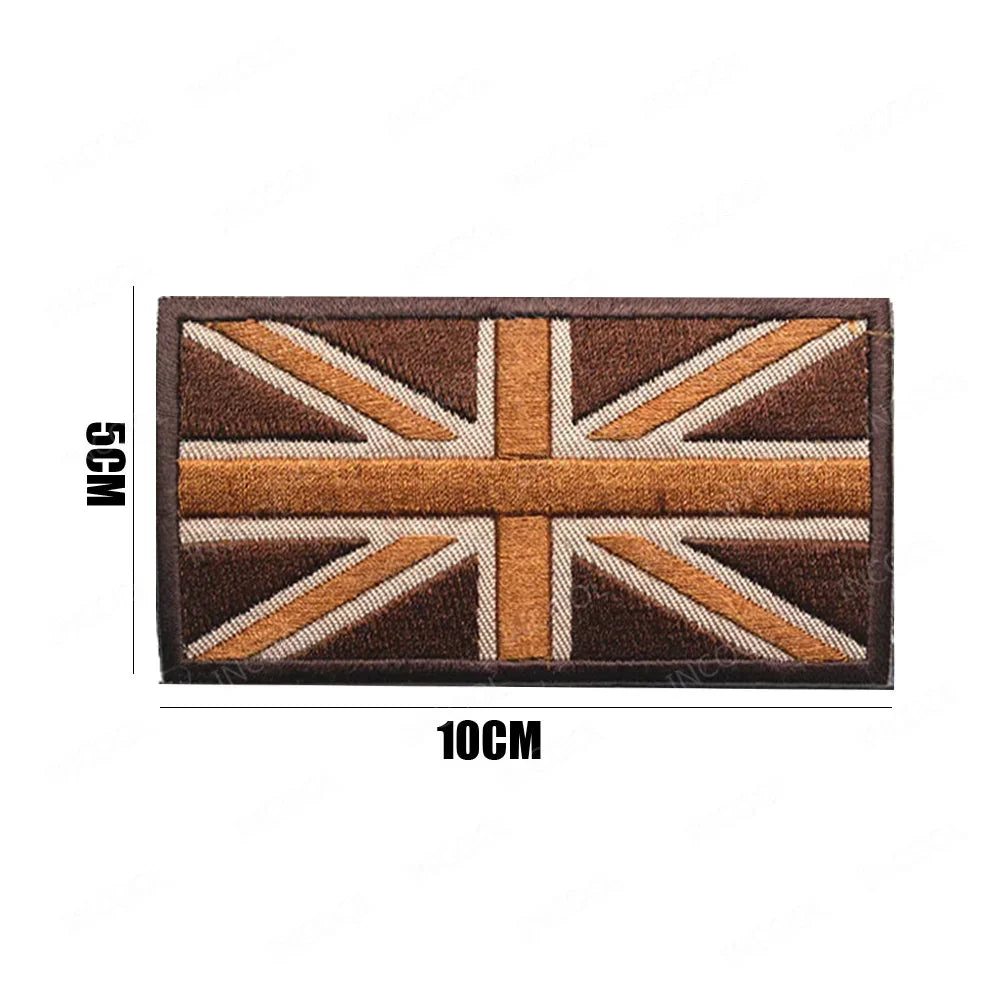 UK British Flag Embroidered Patch Hook Loop Reflective Badge Applique