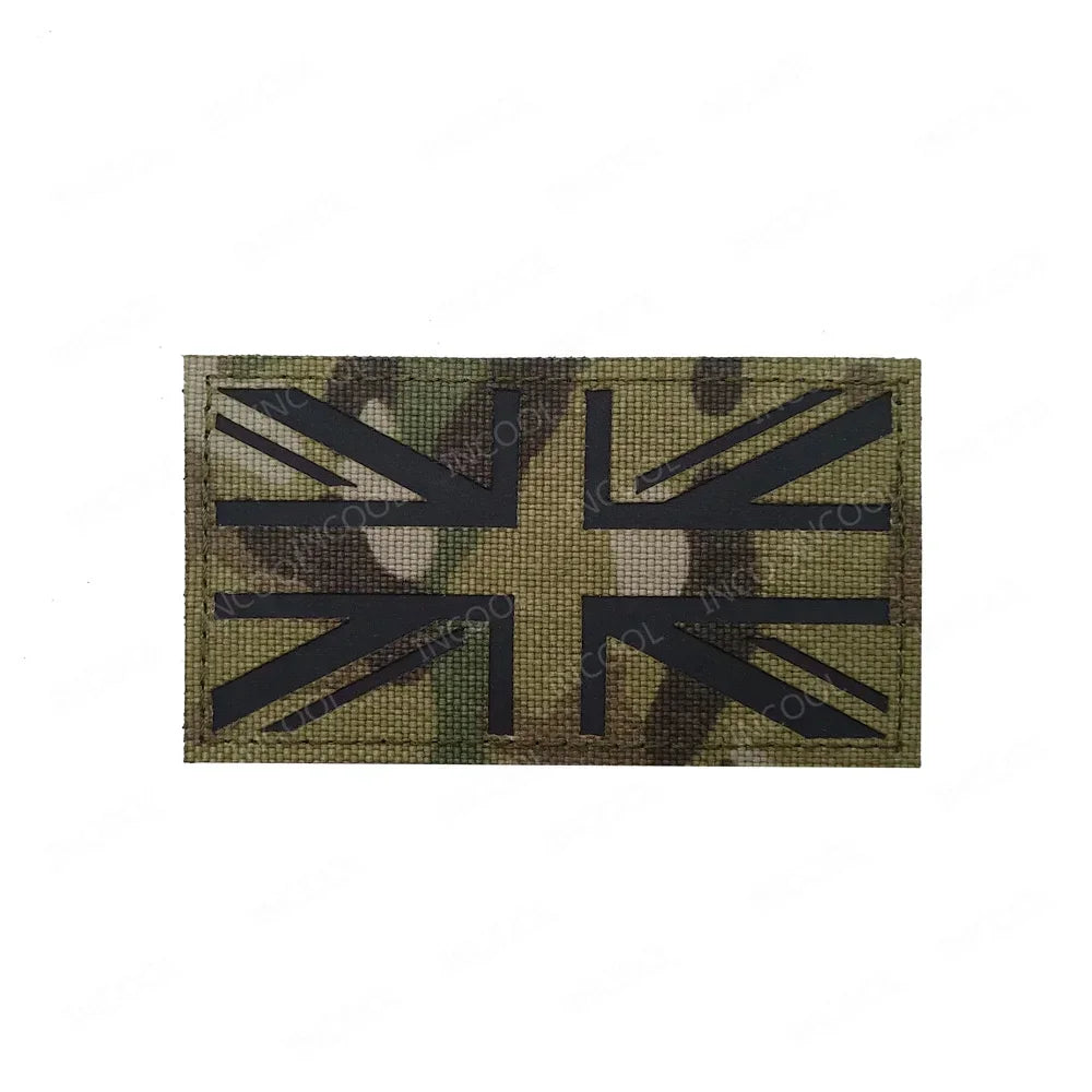 UK British Flag Embroidered Patch Hook Loop Reflective Badge Applique