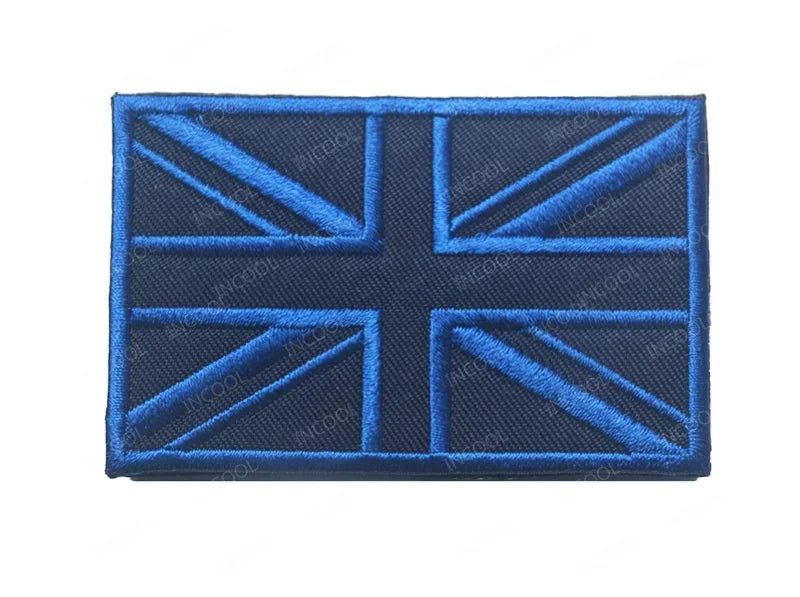 UK British Flag Embroidered Patch Hook Loop Reflective Badge Applique