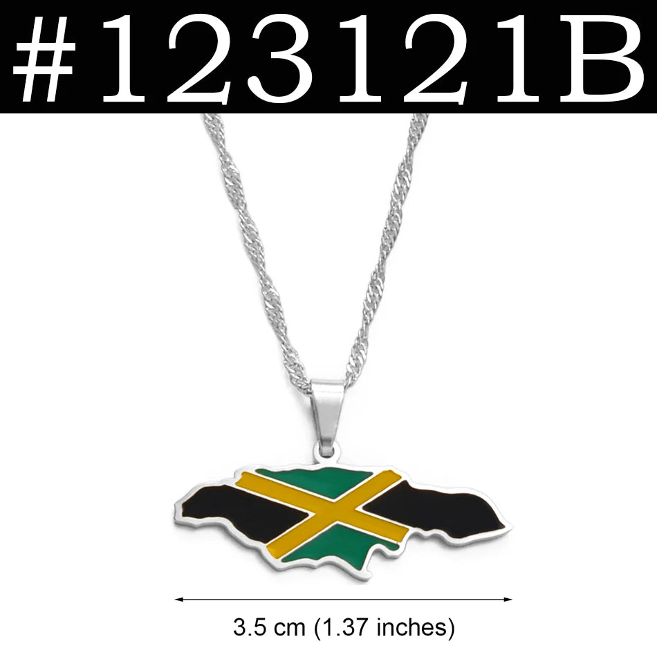 Anniyo Colorful Flags Pendant Necklace – Nigeria, Ghana, Jamaica, Guyana Map