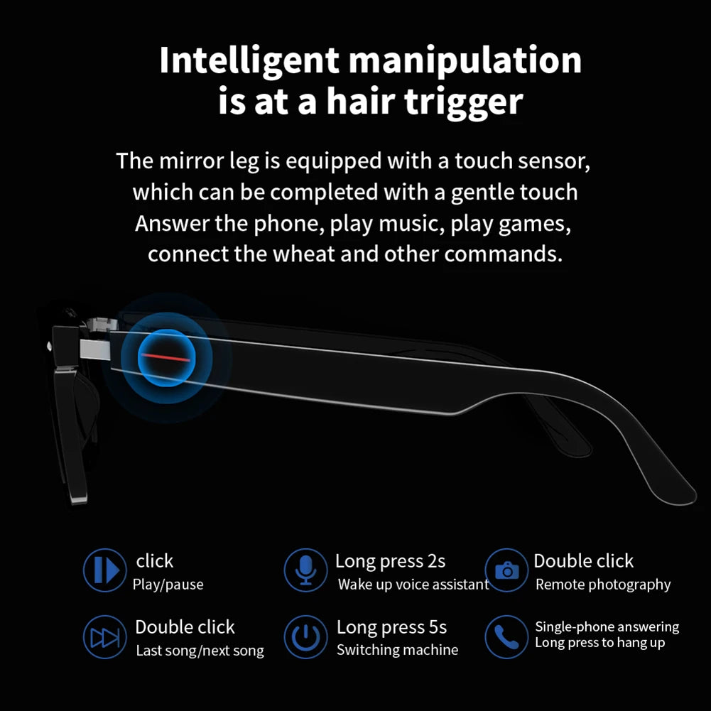 Smart Glasses with AI Voice Assistant – Camera, Mic & Open-Ear Speakers