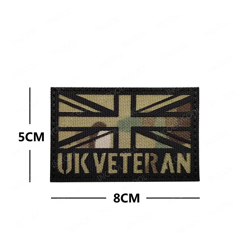 UK British Flag Embroidered Patch Hook Loop Reflective Badge Applique