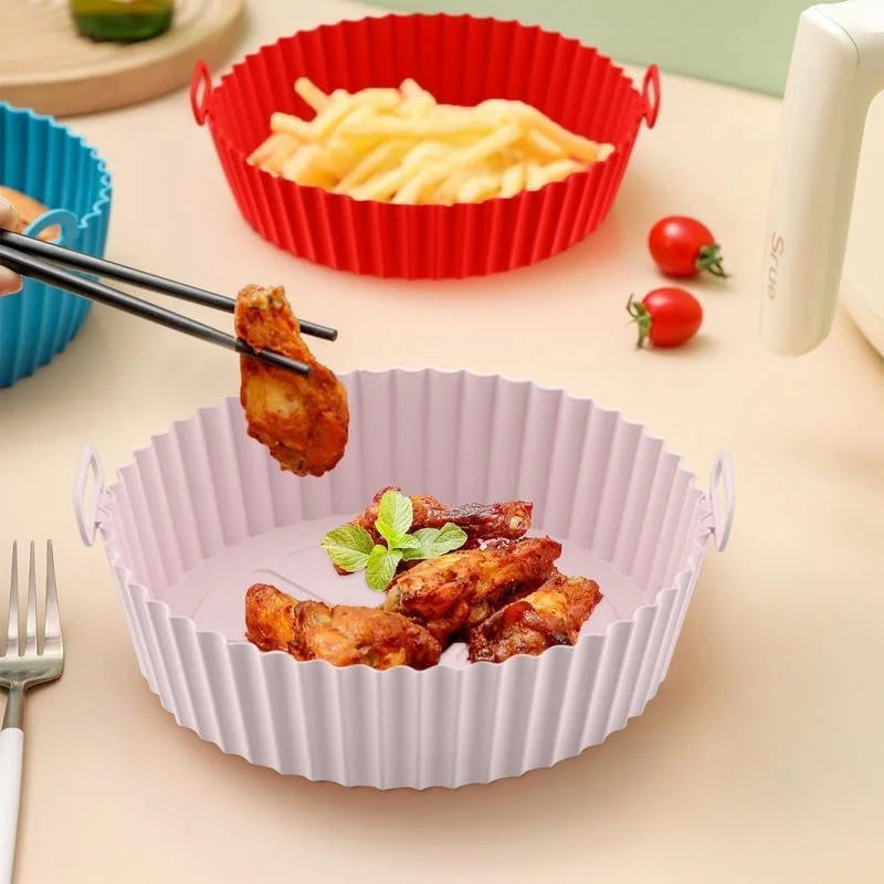 Reusable Silicone Air Fryer Liner 8 Inch Non Stick Baking Basket Pot