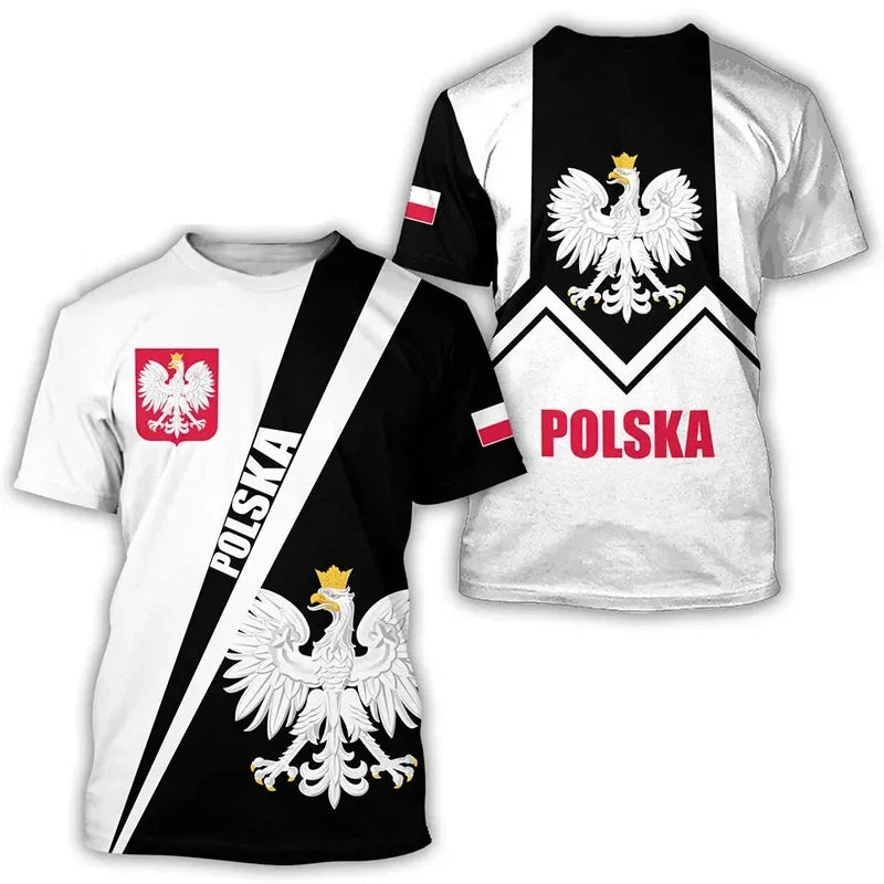 Polish Flag 3D Printed T-Shirt - Oversized Streetwear Tee for Men & Women
