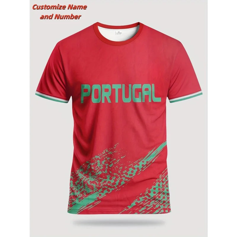 Portugal 3D Football Jersey T-Shirt – Men’s Loose O-Neck Sports Tee