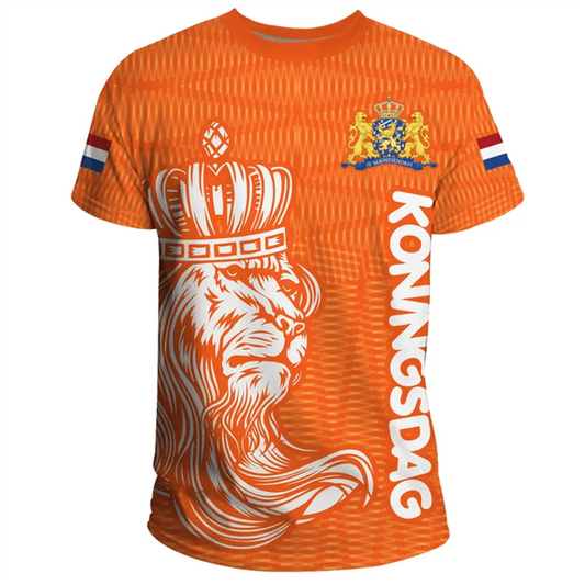Netherlands Flag 3D T-Shirt – Men’s Oversized Dutch Short Sleeve Sports Tee