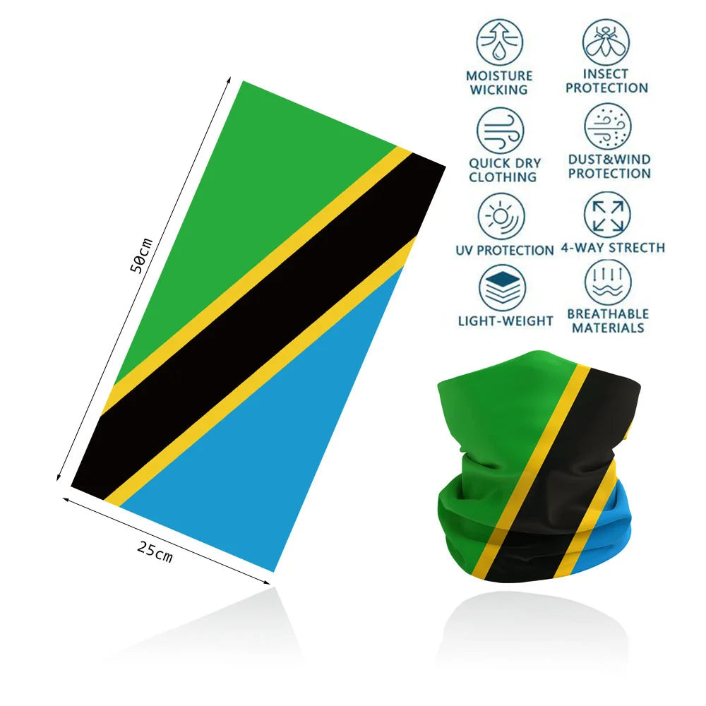 African Flag Bandana Neck Gaiter UV Protection Seamless Face Cover