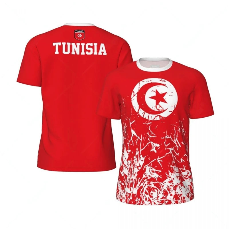 Tunisia Flag 3D Sports T-Shirt – Quick Dry Breathable Football Jersey