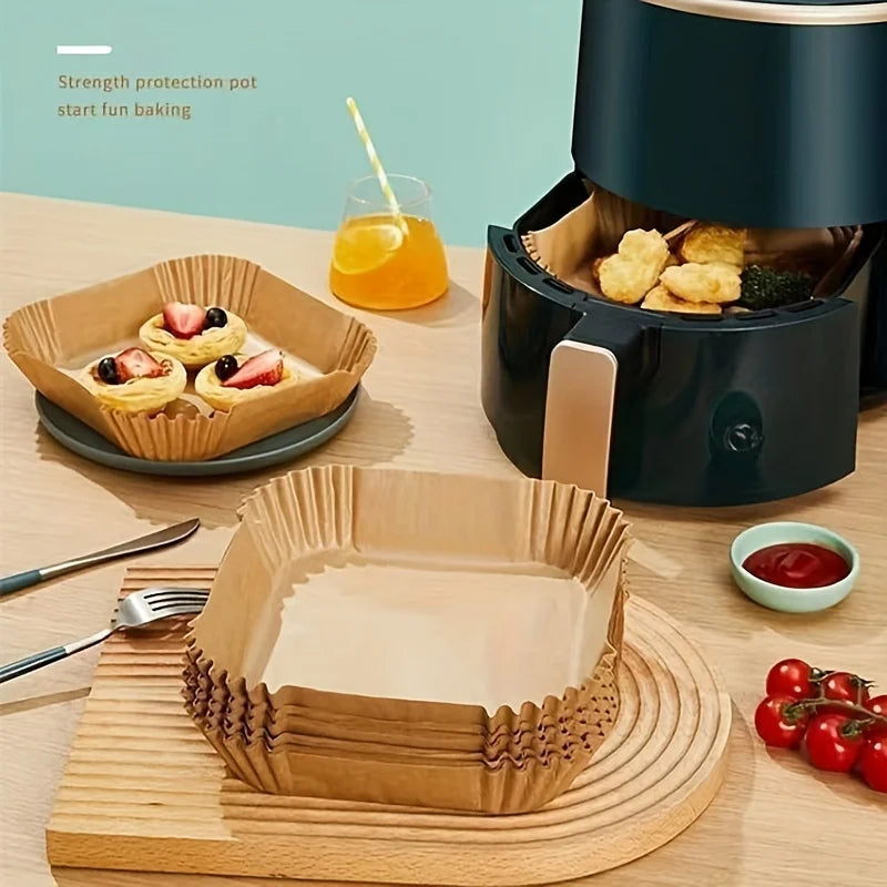 50pcs Air Fryer Non Stick Baking Paper Liners Disposable Cooking Sheets