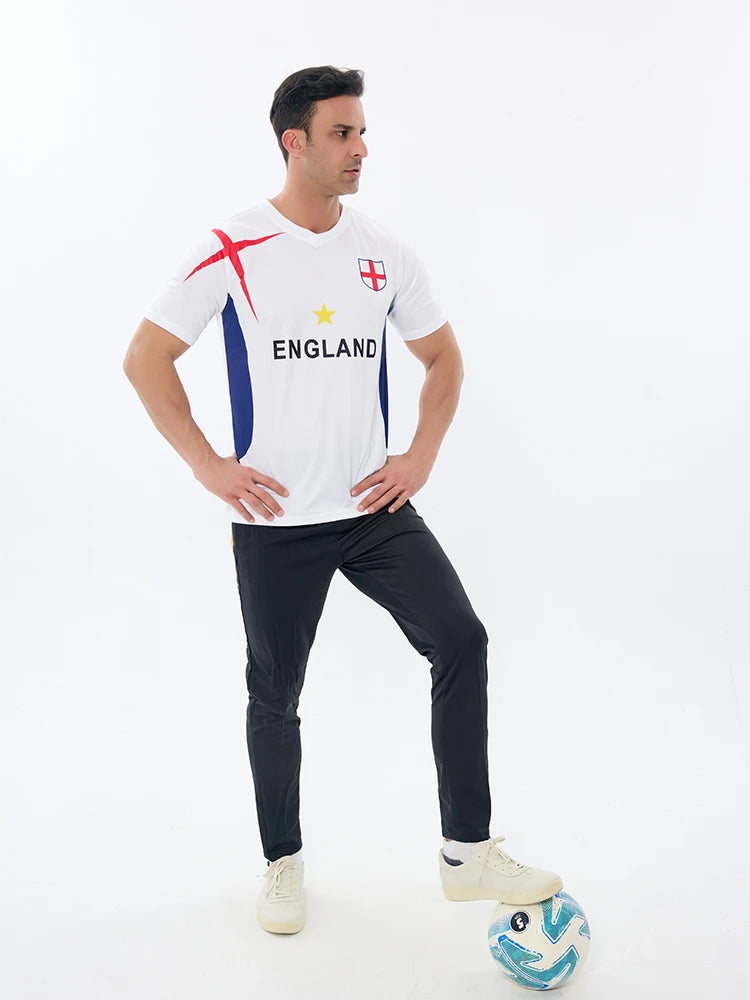 England Soccer Shirt - Adult Quick-Dry Breathable Football Jersey for Men