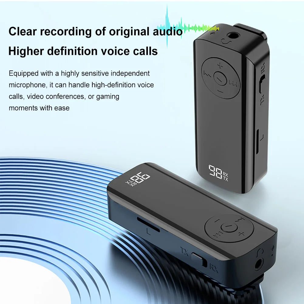 Bluetooth 5.3 AUX Receiver Adapter with LED Display for Headphones & Speakers