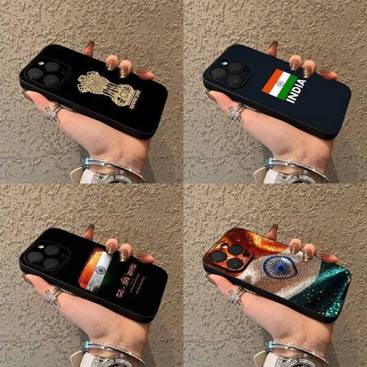 India Flag Phone Case - Soft Black Cover for iPhone 11–17, Pro, Max, Air, Mini