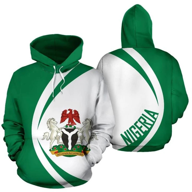 Nigeria Flag Map Hoodie 3D Print Unisex Casual Streetwear Pullover