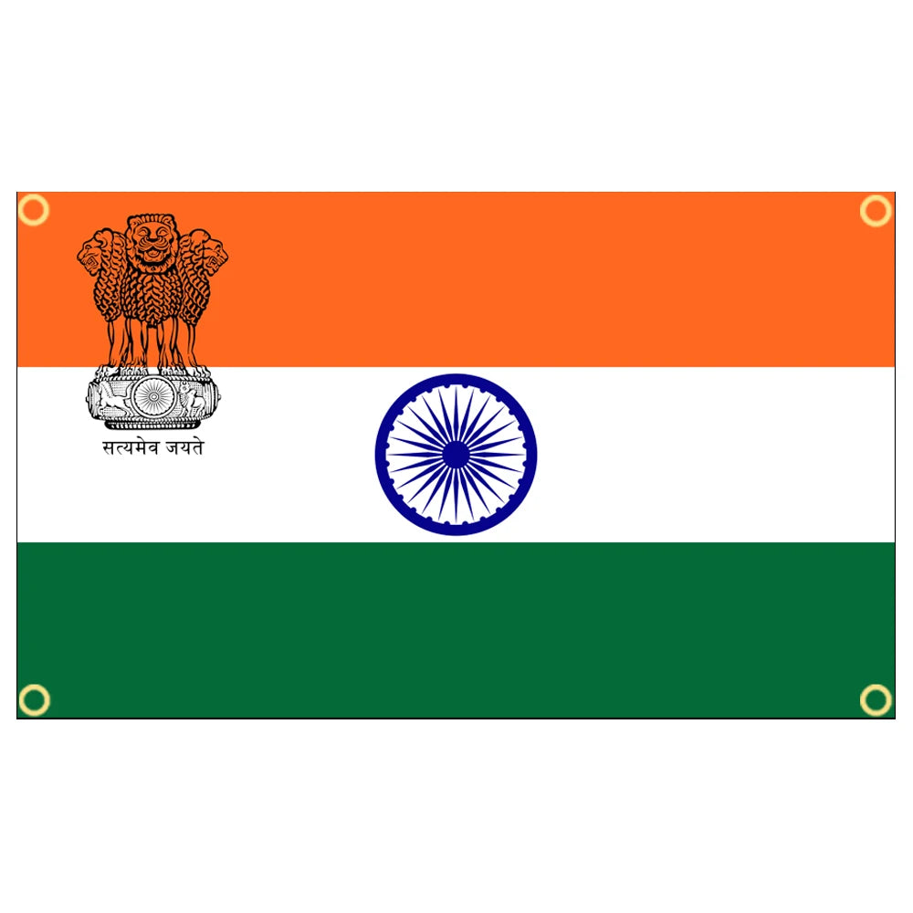 3×5ft India Emblem Flag - Polyester Printed Banner & Tapestry for Decoration