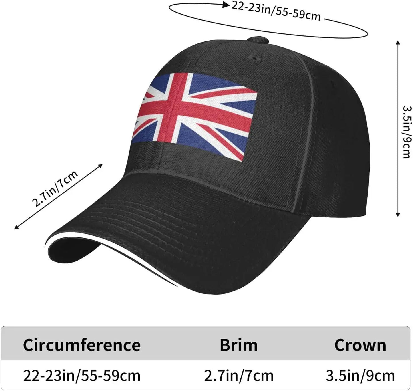 UK Flag Baseball Cap Adjustable Snapback Sun Hat for Men Women Outdoor Sport Hats