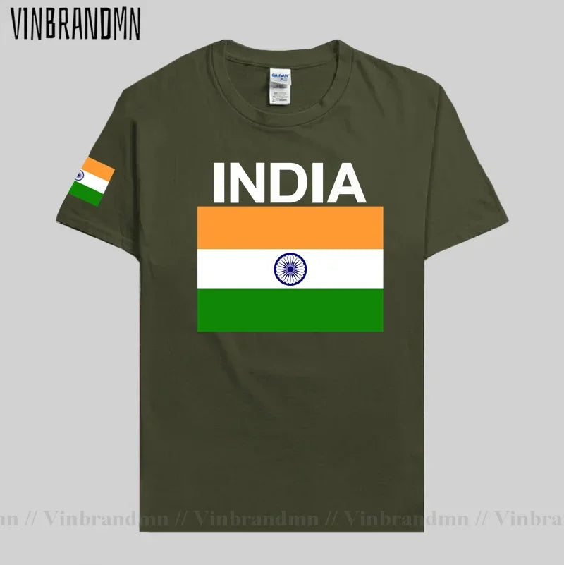 India T-Shirt for Men - Cotton National Flag Tee for Streetwear, Fitness & Fans