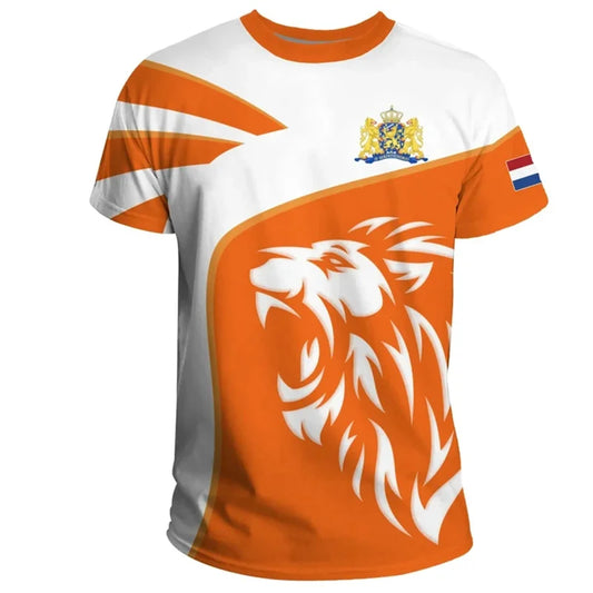 Netherlands Flag T-Shirt – Men’s 3D Printed Orange Oversized Tee