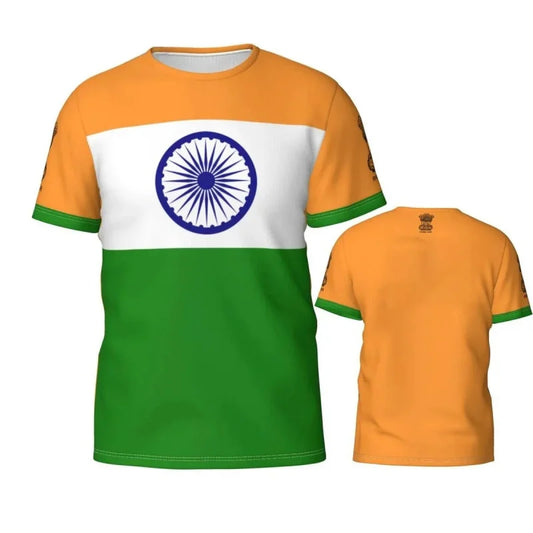 3D Print India Flag T-Shirt - Men’s Summer Casual Streetwear Graphic Tee