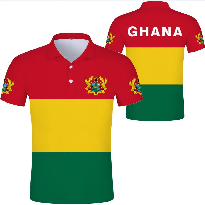 Ghana Flag Graphic Polo Shirt – National Emblem & Map Jersey Top for Men & Kids