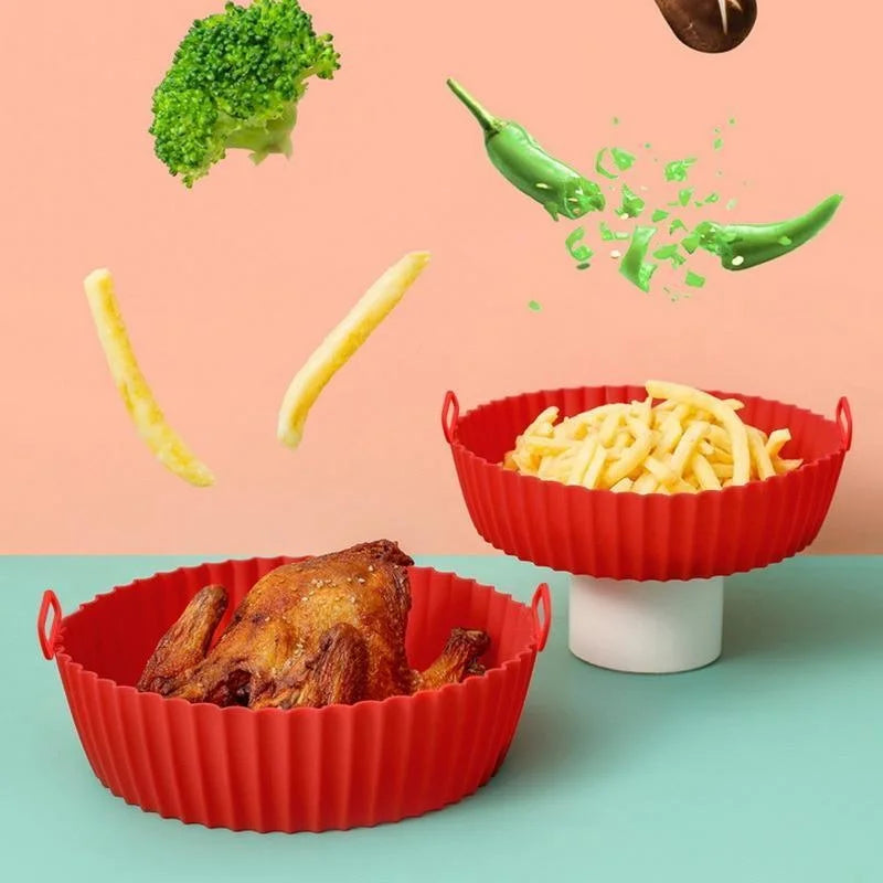 Reusable Silicone Air Fryer Liner 8 Inch Non Stick Baking Basket Pot