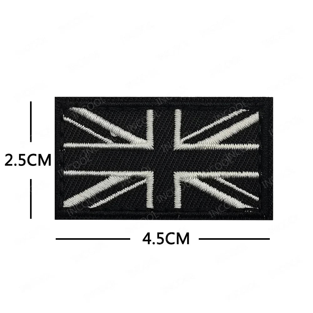 UK British Flag Embroidered Patch Hook Loop Reflective Badge Applique