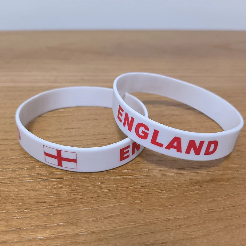 England Flag Silicone Wristbands 2pcs Set Sports Rubber Bracelets