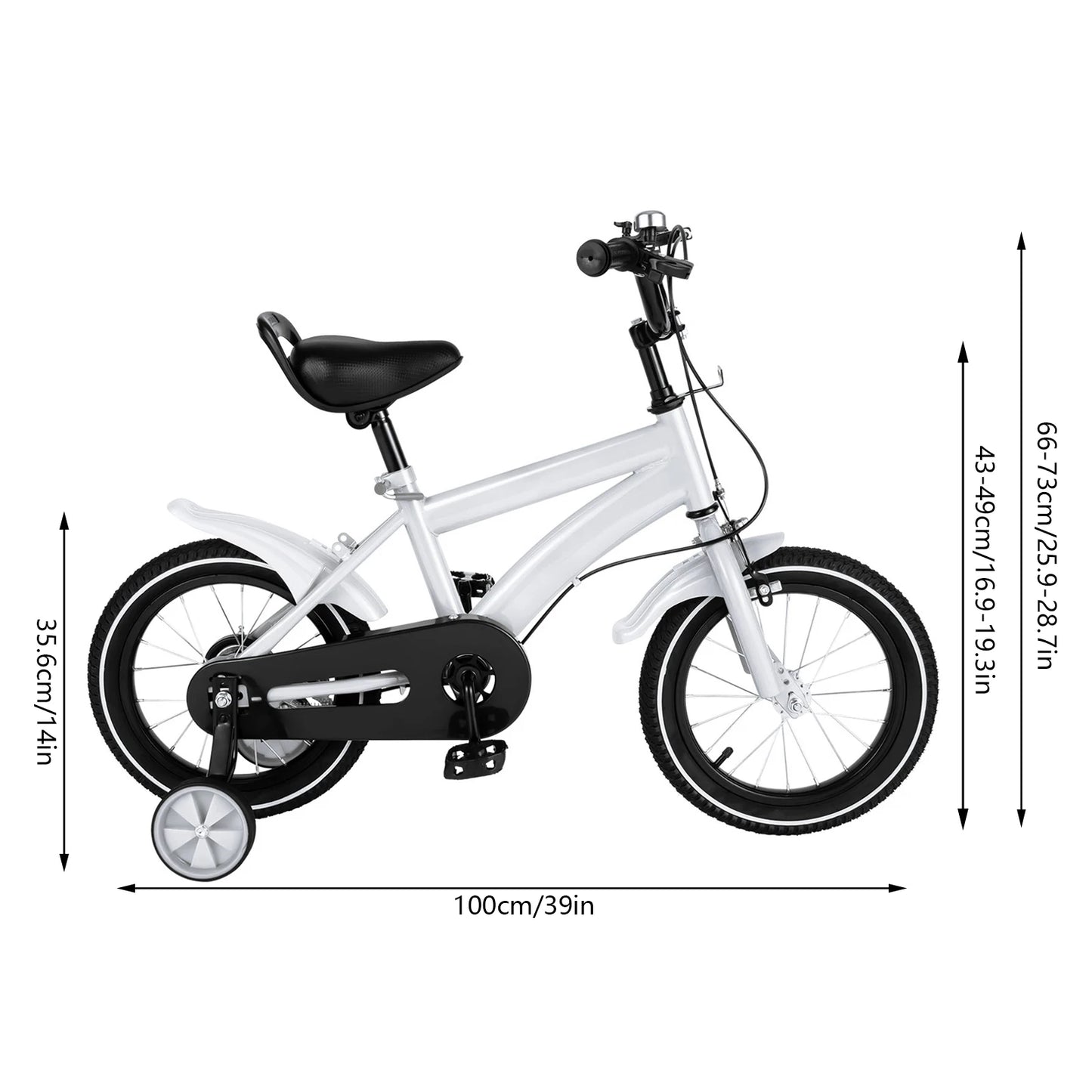 14″ Kids Bicycle with Training Wheels - Adjustable Bike for Boys & Girls