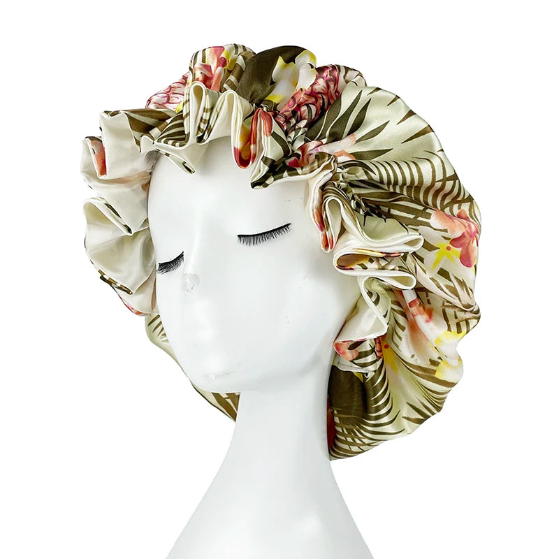 Double Layer Satin Bonnet – Large Reversible Silky Sleep Cap for Women Hair Protection