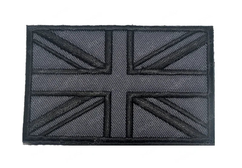 UK British Flag Embroidered Patch Hook Loop Reflective Badge Applique