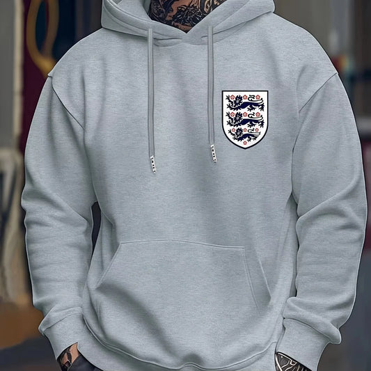 Men’s England Flag Hoodie - Casual Winter Pullover Sweatshirt, Regular Fit
