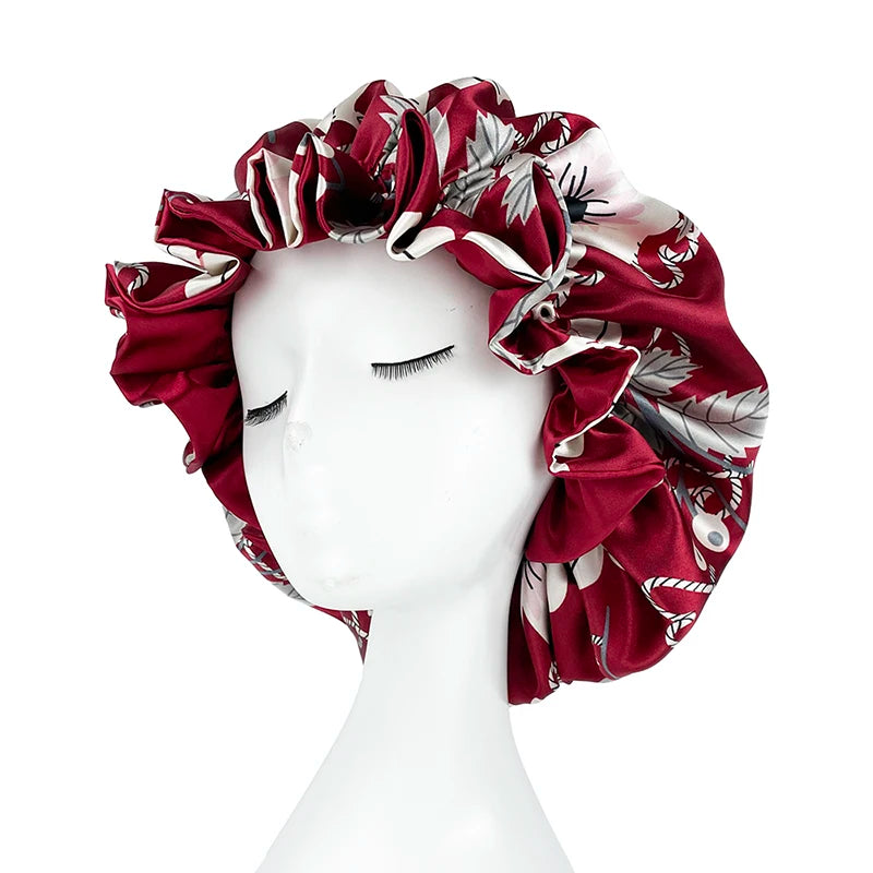 Double Layer Satin Bonnet – Large Reversible Silky Sleep Cap for Women Hair Protection