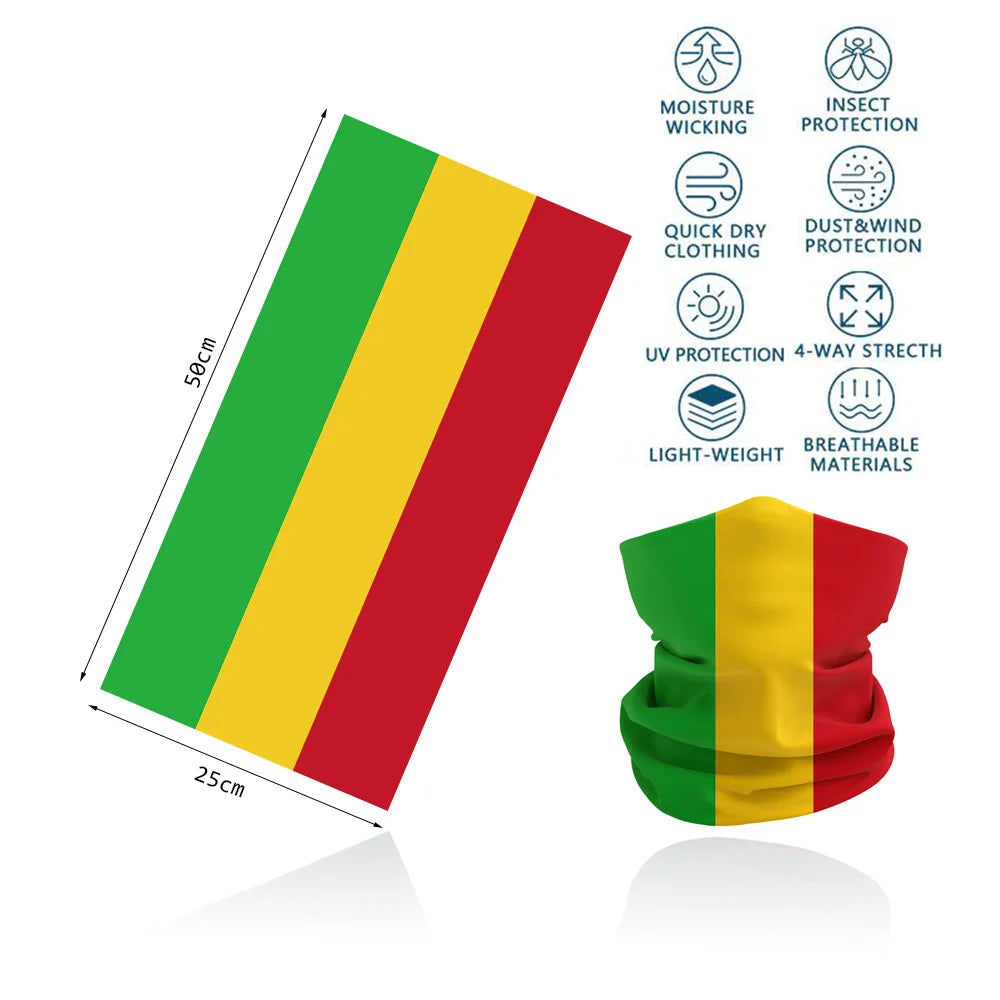 African Flag Bandana Neck Gaiter UV Protection Seamless Face Cover