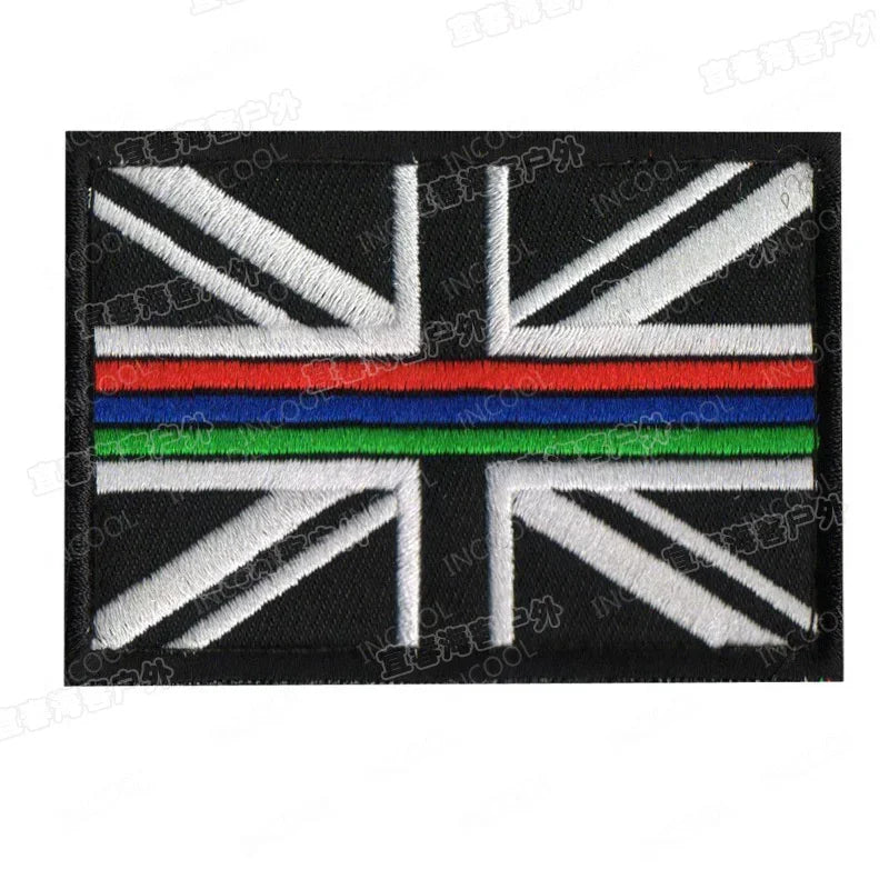 UK British Flag Embroidered Patch Hook Loop Reflective Badge Applique