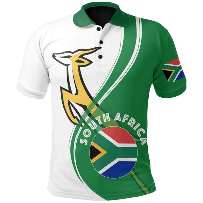 South Africa Map Flag 3D Polo Shirt – Men’s Springbok Sport Jersey Top