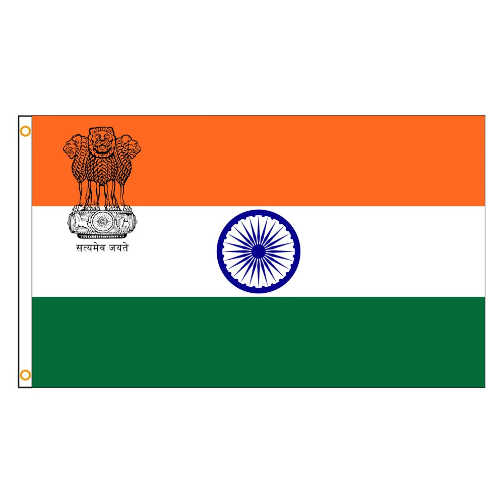 3×5ft India Emblem Flag - Polyester Printed Banner & Tapestry for Decoration