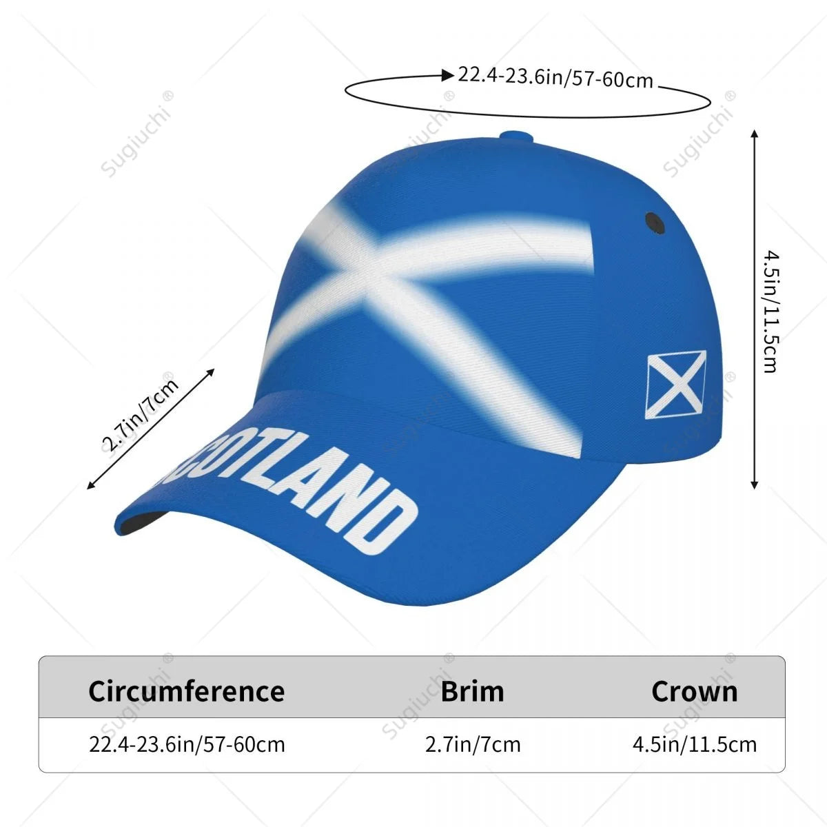Scotland Flag Baseball Cap 3D Print Adjustable Unisex Casual Sports Hat