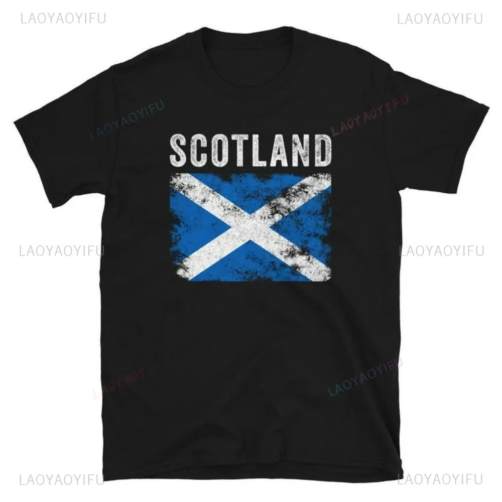 Scotland Flag Cotton T-Shirt - Patriotic Nostalgic Graphic Tee for Travel, Football & Leisure