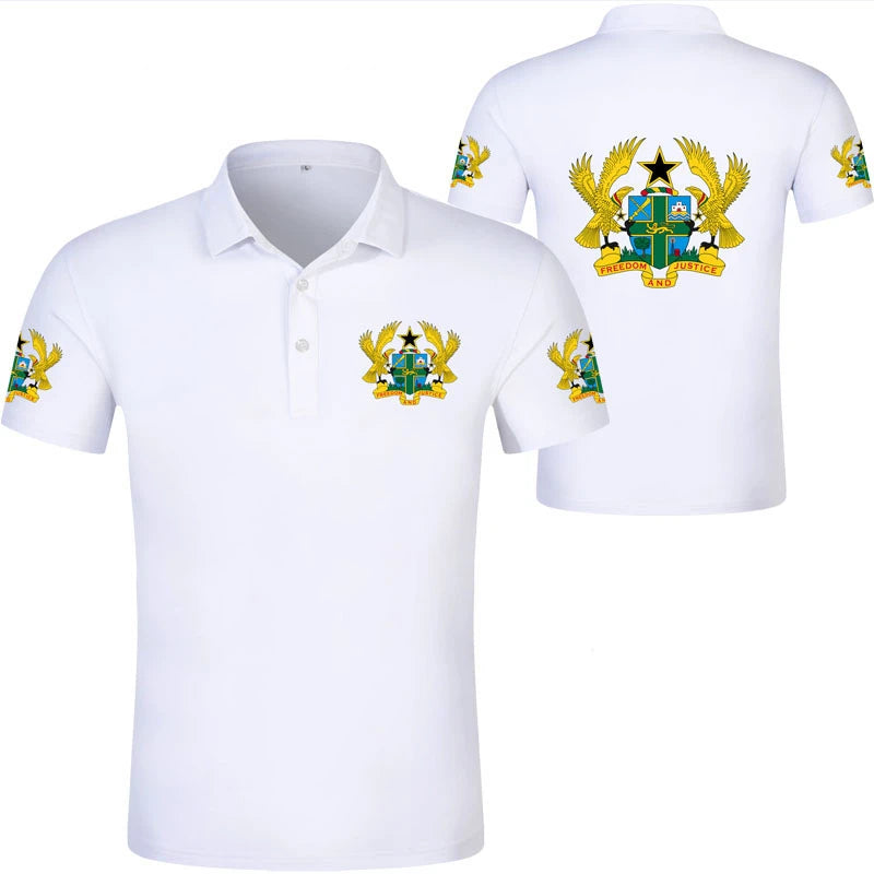Ghana Flag Graphic Polo Shirt – National Emblem & Map Jersey Top for Men & Kids