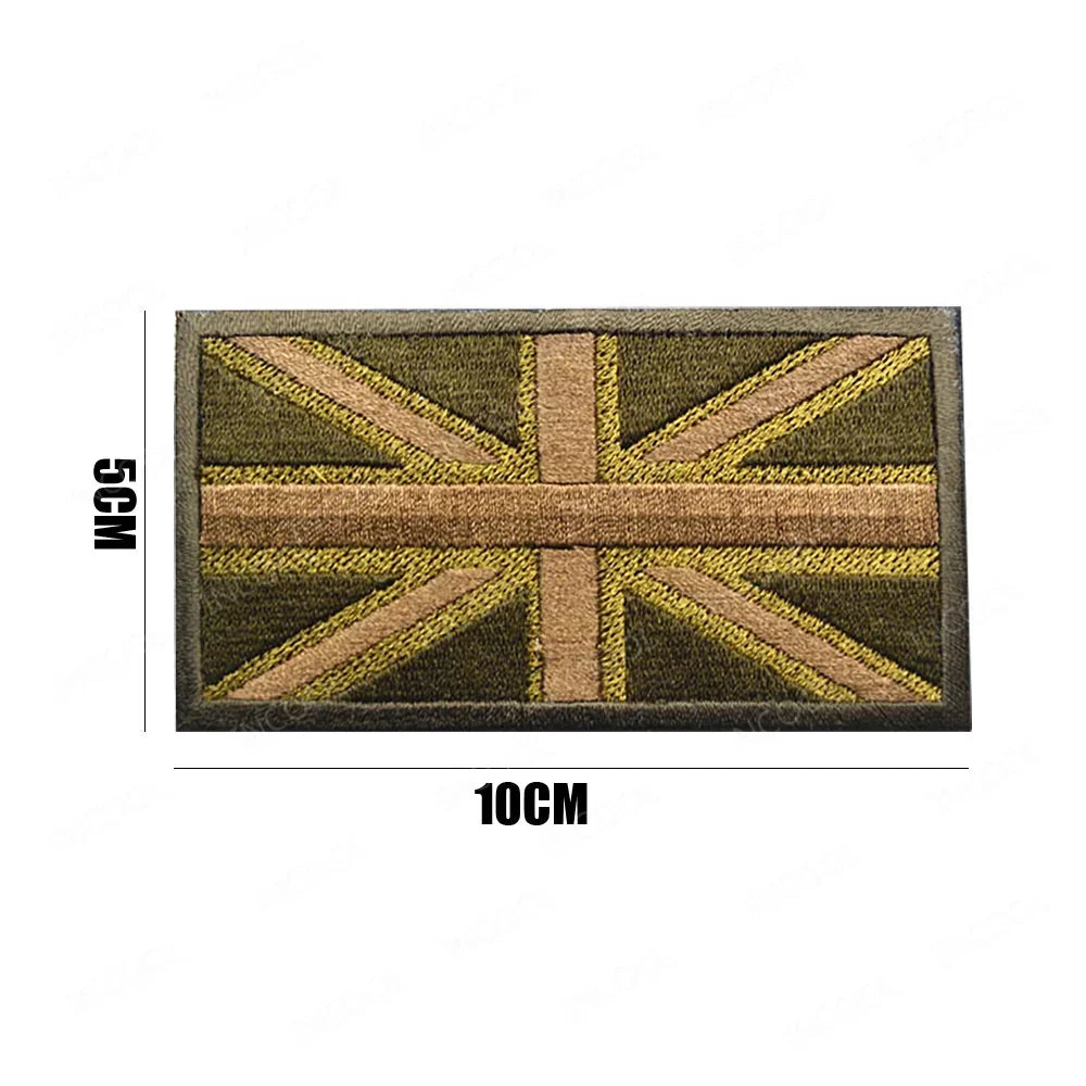 UK British Flag Embroidered Patch Hook Loop Reflective Badge Applique