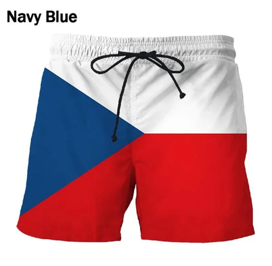 Men 3D Flag Beach Shorts Swim Trunks Quick Dry Summer Board Shorts