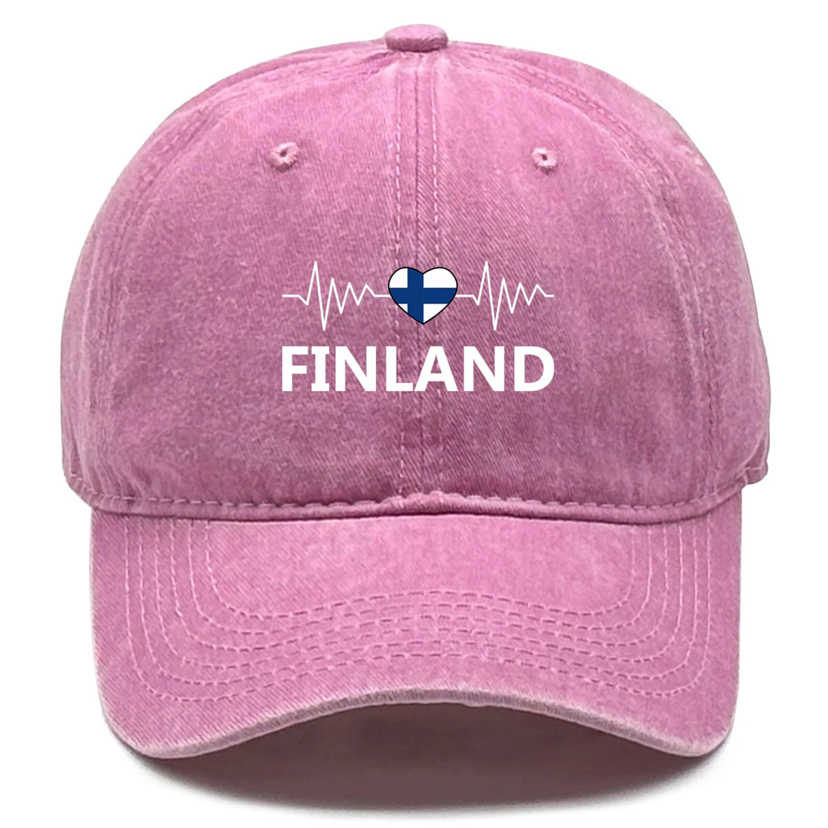 Heart-Shaped Finland Flag Snapback Cap - Adjustable Distressed Baseball Hat for Men & Women