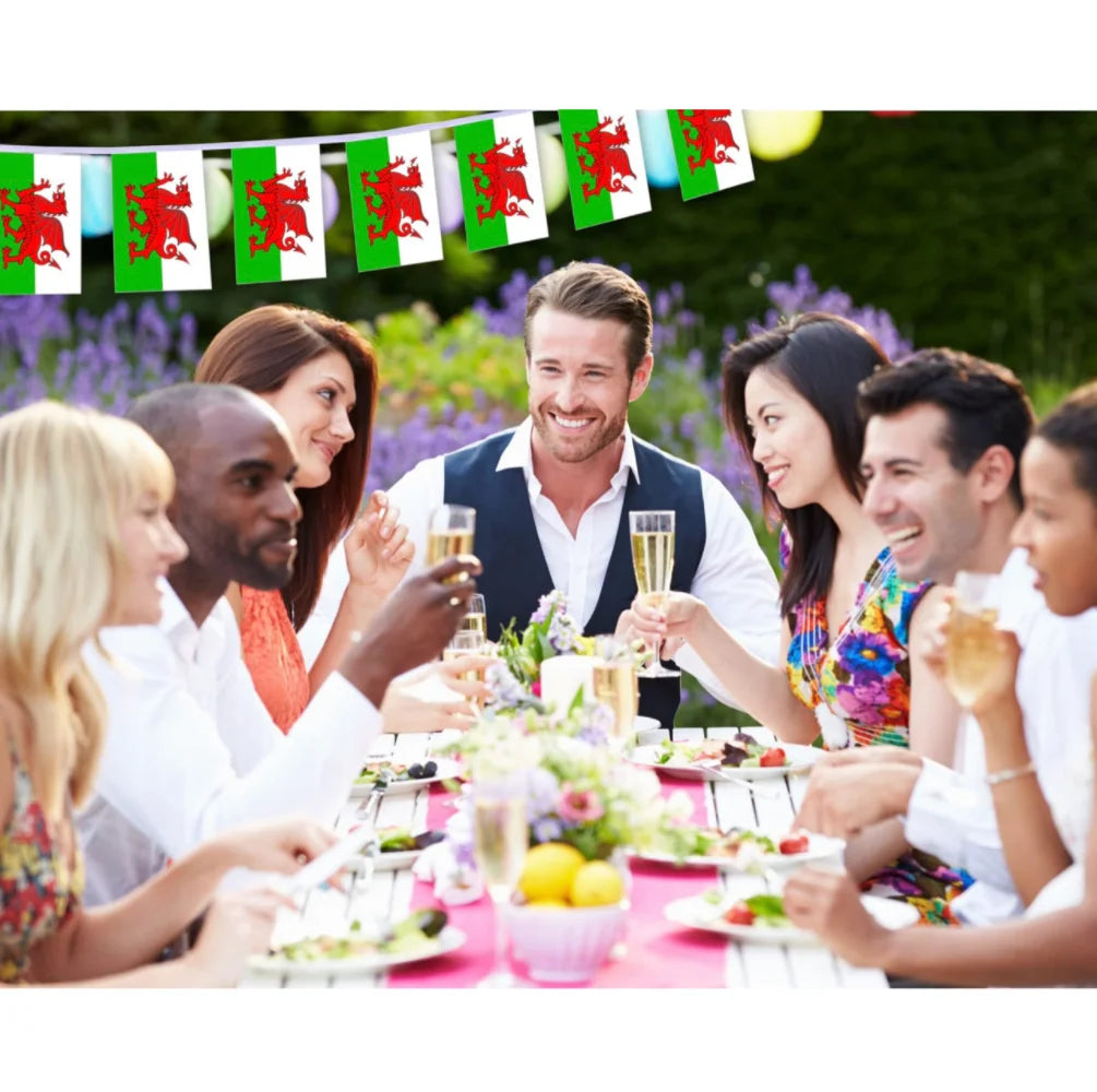 Wales Bunting Flags 20 pcs Set – 14×21 cm Triangular String Flags for Festival & Party