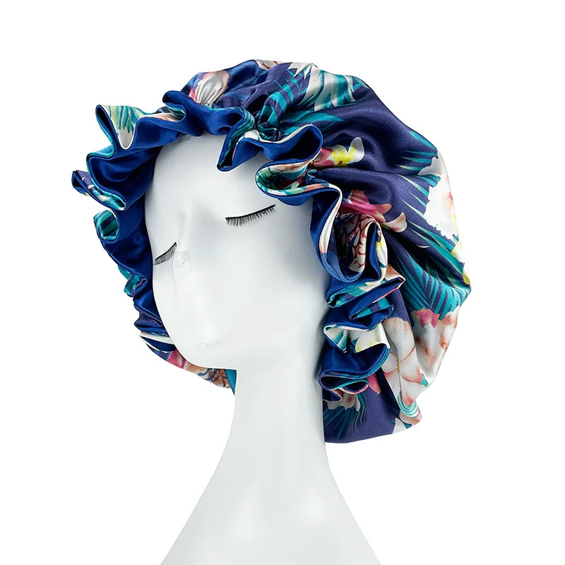Double Layer Satin Bonnet – Large Reversible Silky Sleep Cap for Women Hair Protection